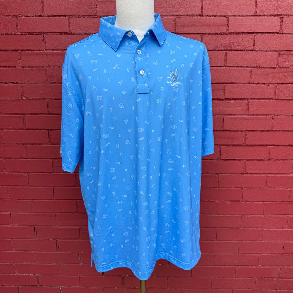 Straight Down Performance Polo Mens XXL BNP Paribas Open Casino Print Golf